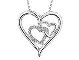 Diamond Triple Heart Pendant Necklace in Sterling Silver with Chain